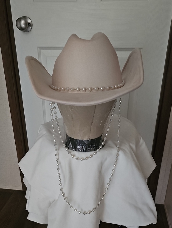 CATO Accessories - Cato Women's OS Light Pink Western Cowboy Hat with Faux Pearl Accents New